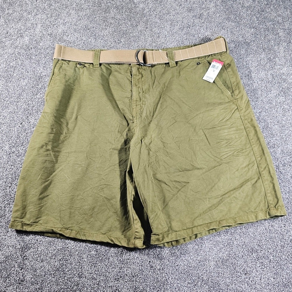 Northwest Territory Shorts Mens 42 Olive Green Belted Cotton Cargo Dad‎ Core